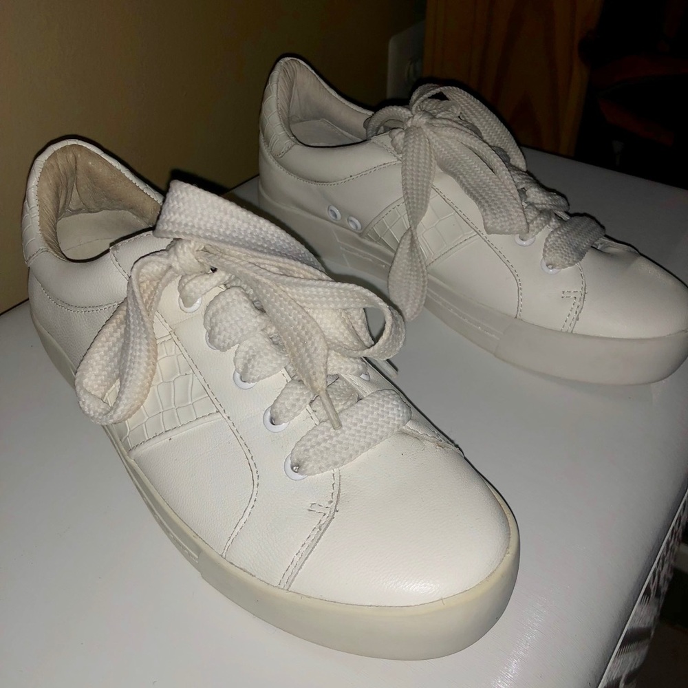 White Leather Joie sneakers with snakeskin detail